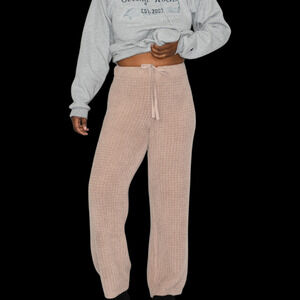 Softies Marshmallow Lounge Pants Tan Cozy Plush Waffle Textured Boucle Small